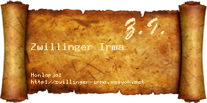Zwillinger Irma névjegykártya